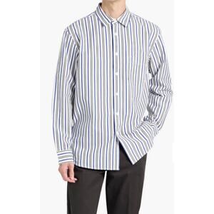 Alex Mill Easy Shirt Medium Navy Multi Stripe Cotton Poplin NWT